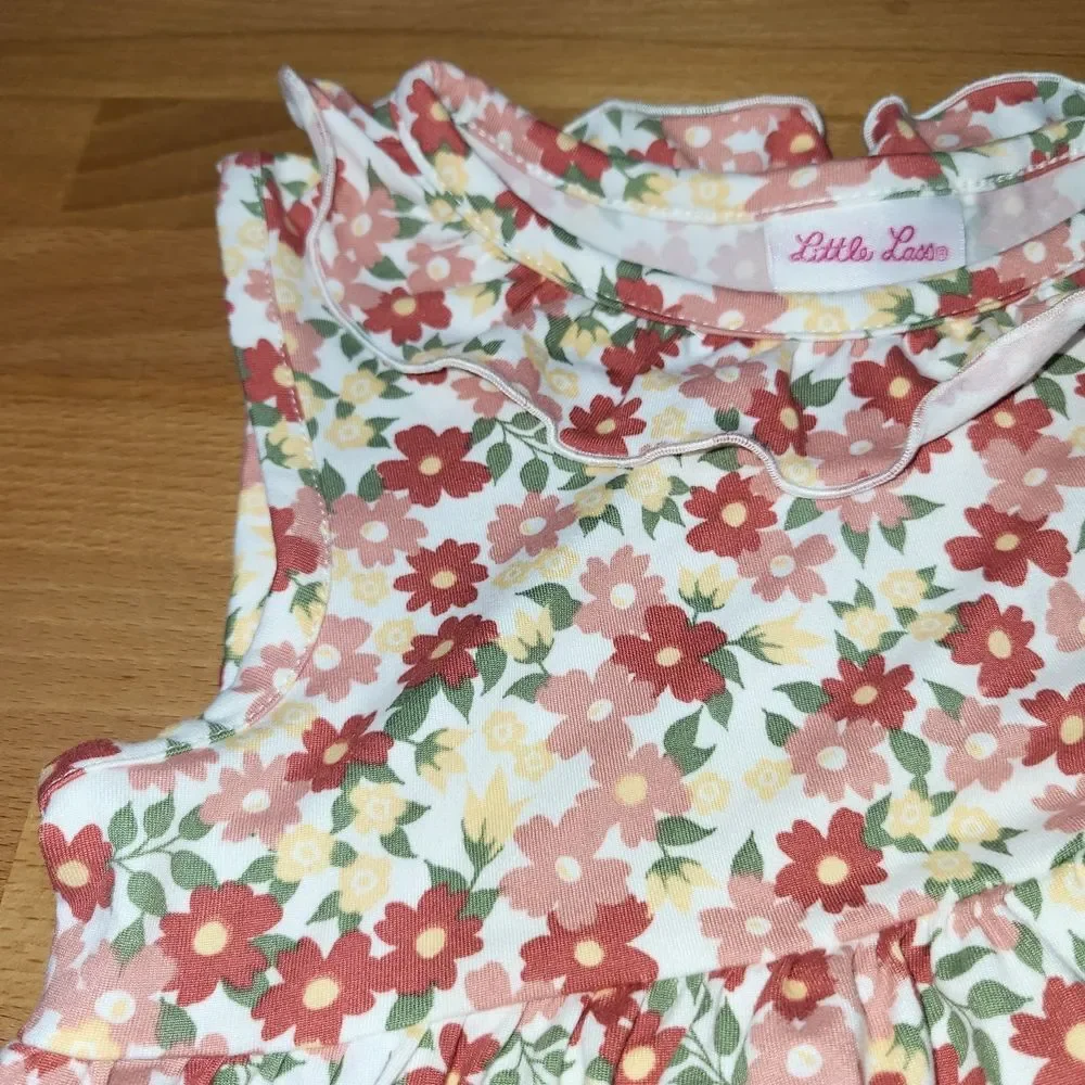 Nwt Girls Size 6 Little Lass Floral Top and Ruffle Trim Shorts Set Outfit - Picture 3 of 6